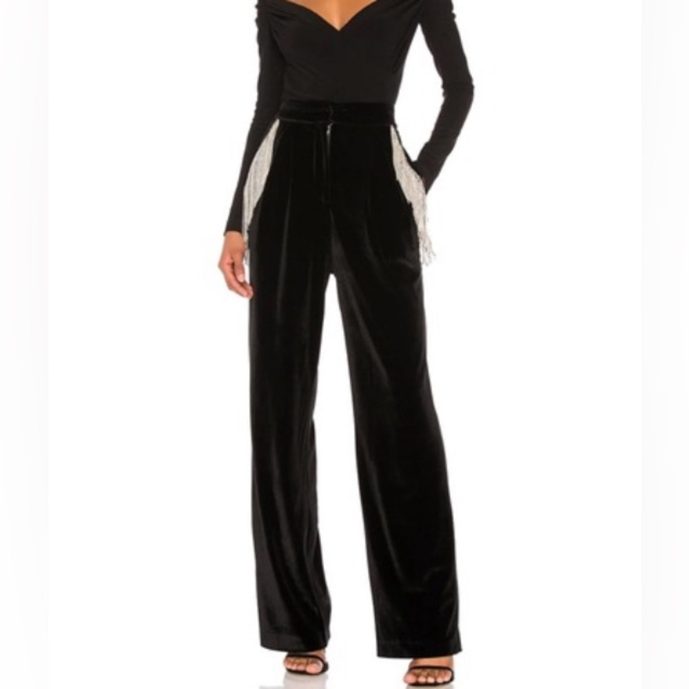 REVOLVE LPA Carlotta Velour Pants in Black size S like new condition